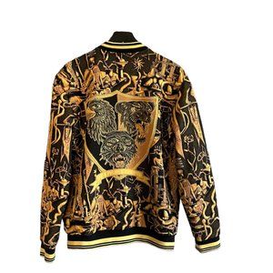Zara Men’s Bomber Jacket - Size XL - Yellow-Black Patterned Eagle Tiger